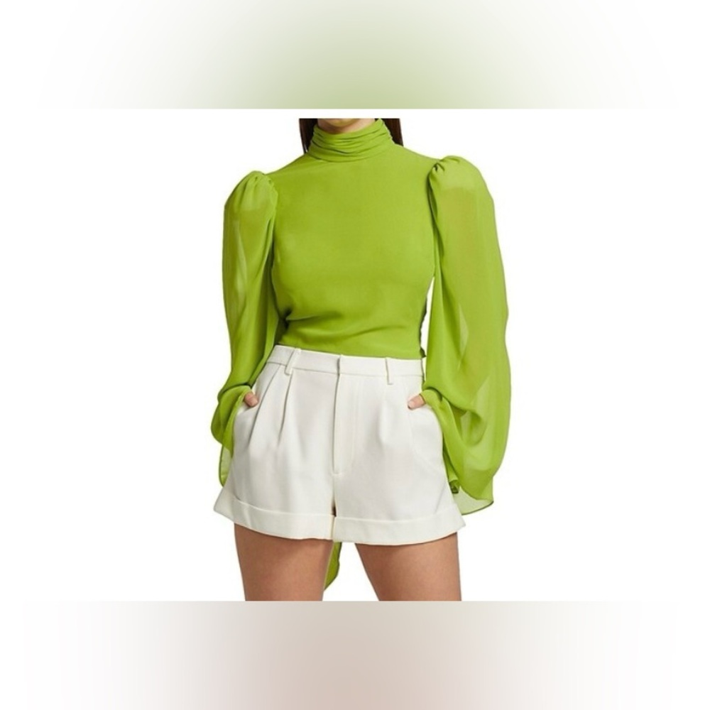AMUR Lime Green Tie-Front Blouse